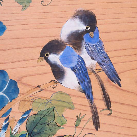 四十雀に朝顔(しじゅうからにあさがお)