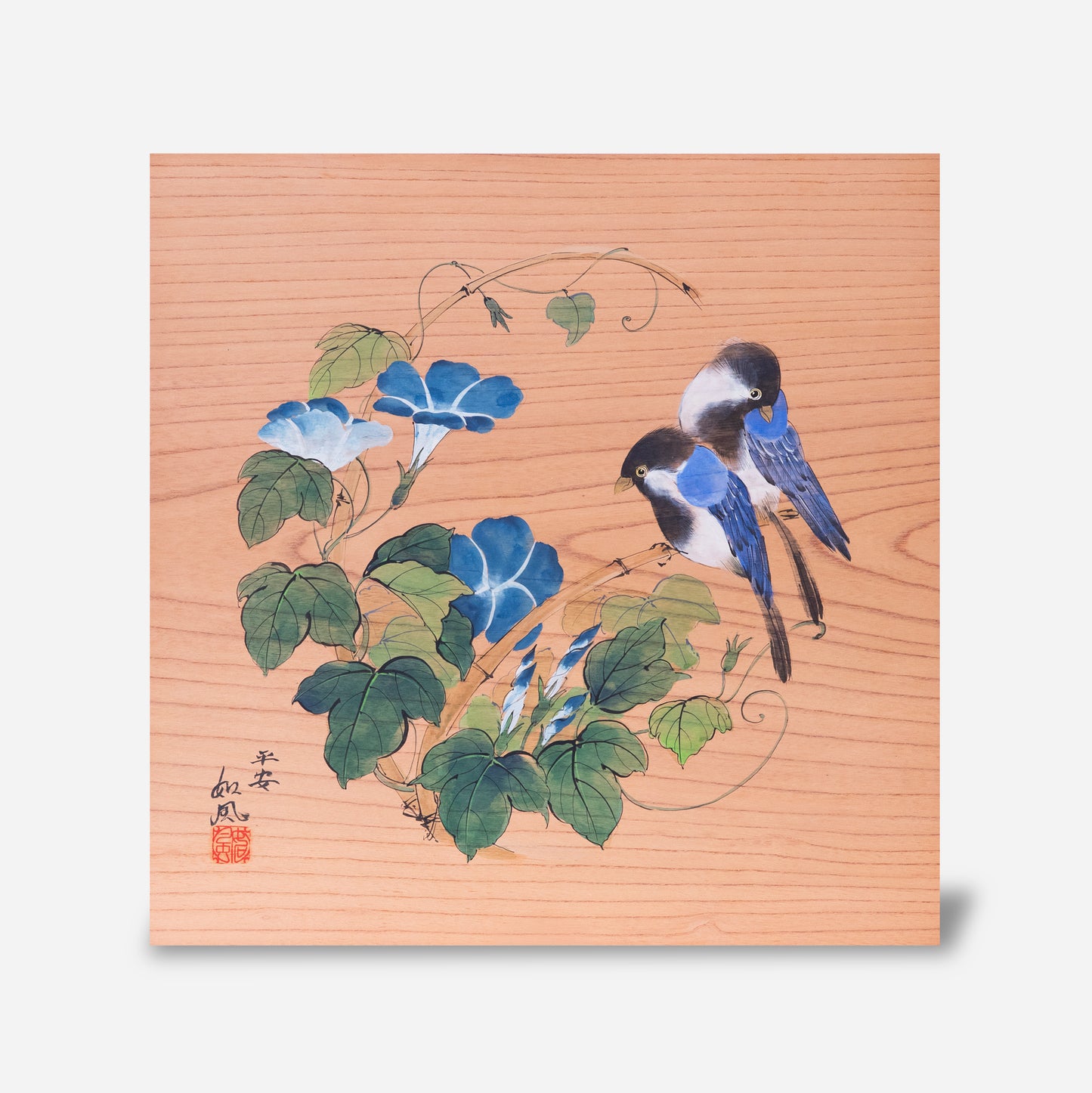 四十雀に朝顔（しじゅうからにあさがお）