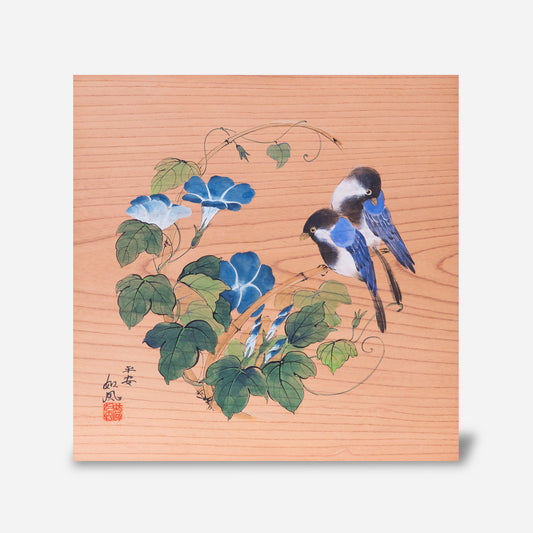 四十雀に朝顔（しじゅうからにあさがお）